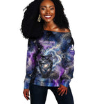 Nut Egyptian Off Shoulder Sweater She Who Bore the Gods Galactic Vessel Cosmic Goddess Star Map