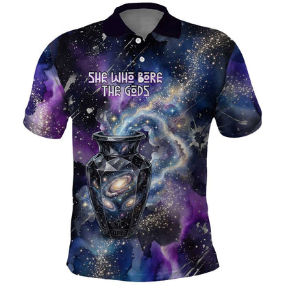 Nut Egyptian Polo Shirt She Who Bore the Gods Galactic Vessel Cosmic Goddess Star Map