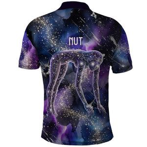 Nut Egyptian Polo Shirt She Who Bore the Gods Galactic Vessel Cosmic Goddess Star Map