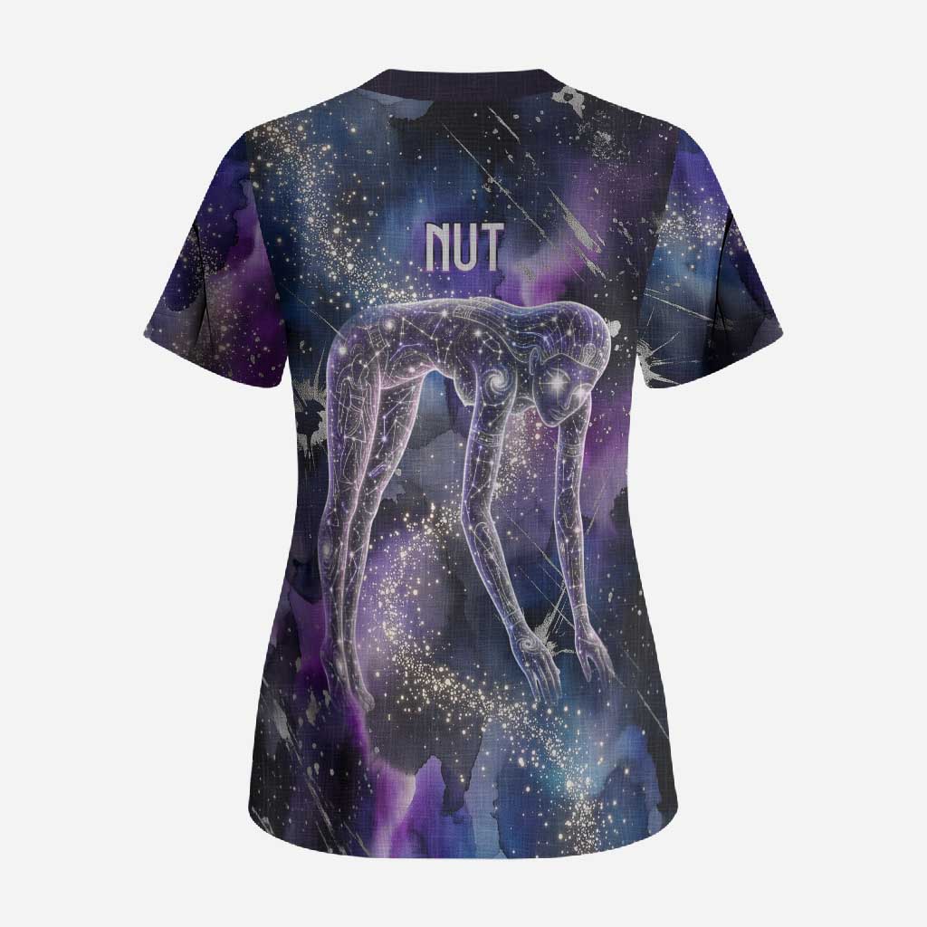 Nut Egyptian Scrub Top She Who Bore the Gods Galactic Vessel Cosmic Goddess Star Map