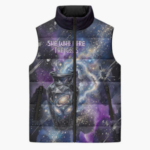 Nut Egyptian Sleeveless Puffer Jacket She Who Bore the Gods Galactic Vessel Cosmic Goddess Star Map