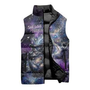 Nut Egyptian Sleeveless Puffer Jacket She Who Bore the Gods Galactic Vessel Cosmic Goddess Star Map
