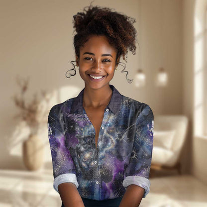Nut Egyptian Women Casual Shirt She Who Bore the Gods Galactic Vessel Cosmic Goddess Star Map