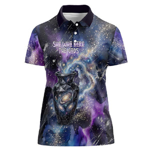 Nut Egyptian Women Polo Shirt She Who Bore the Gods Galactic Vessel Cosmic Goddess Star Map