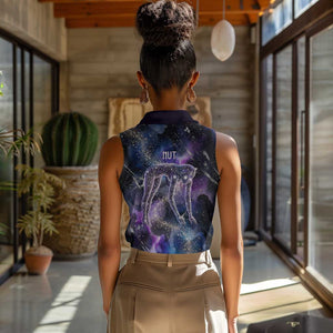 Nut Egyptian Women Sleeveless Polo Shirt She Who Bore the Gods Galactic Vessel Cosmic Goddess Star Map