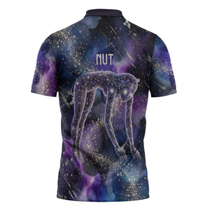 Nut Egyptian Zipper Polo Shirt She Who Bore the Gods Galactic Vessel Cosmic Goddess Star Map