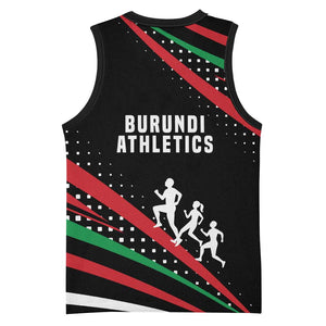 Burundi Basketball Jersey with Athletics Runners Black Red Green Flag Spirit TS04