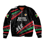 Burundi Bomber Jacket with Athletics Runners Black Red Green Flag Spirit