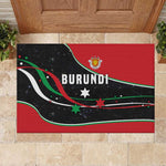 Burundi Rubber Doormat with Athletics Runners Black Red Green Flag Spirit