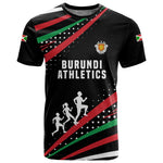Burundi T shirt with Athletics Runners Black Red Green Flag Spirit
