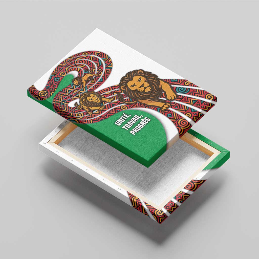 Burundi Lion Tribal Pattern Canvas Wall Art - National Motto Unité Travail Progrès