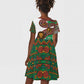 Burundi Lion Tribal Pattern Kid Short Sleeve Dress - National Motto Unité Travail Progrès