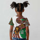 Burundi Lion Tribal Pattern Kid T shirt - National Motto Unité Travail Progrès
