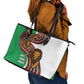 Burundi Lion Tribal Pattern Leather Tote Bag - National Motto Unité Travail Progrès