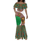 Burundi Lion Tribal Pattern Mermaid Dress - National Motto Unité Travail Progrès