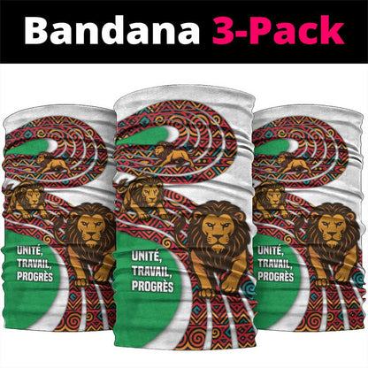 Burundi Lion Tribal Pattern Neck Gaiter - National Motto Unité Travail Progrès TS04
