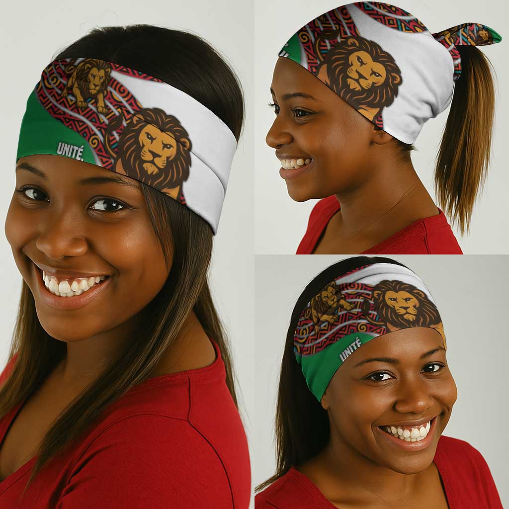 Burundi Lion Tribal Pattern Neck Gaiter - National Motto Unité Travail Progrès TS04