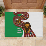 Burundi Lion Tribal Pattern Rubber Doormat - National Motto Unité Travail Progrès