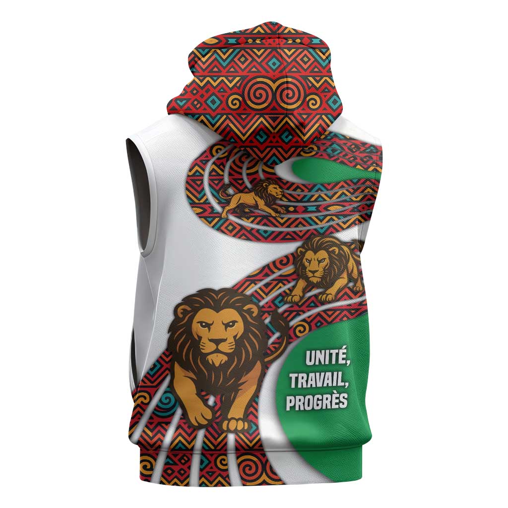Burundi Lion Tribal Pattern Sleeveless Hoodie - National Motto Unité Travail Progrès - African Pride