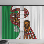Burundi Lion Tribal Pattern Window Curtain - National Motto Unité Travail Progrès