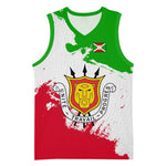 Burundi Flag Basketball Jersey with National Emblem and Motto Unité Travail Progres TS04
