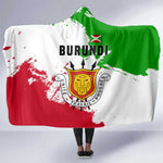 Burundi Flag Hooded Blanket with National Emblem and Motto Unité Travail Progres