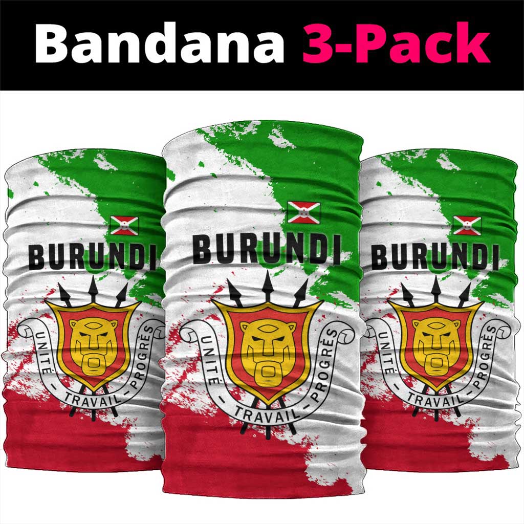 Burundi Flag Neck Gaiter National Emblem and Motto Unité Travail Progres TS04