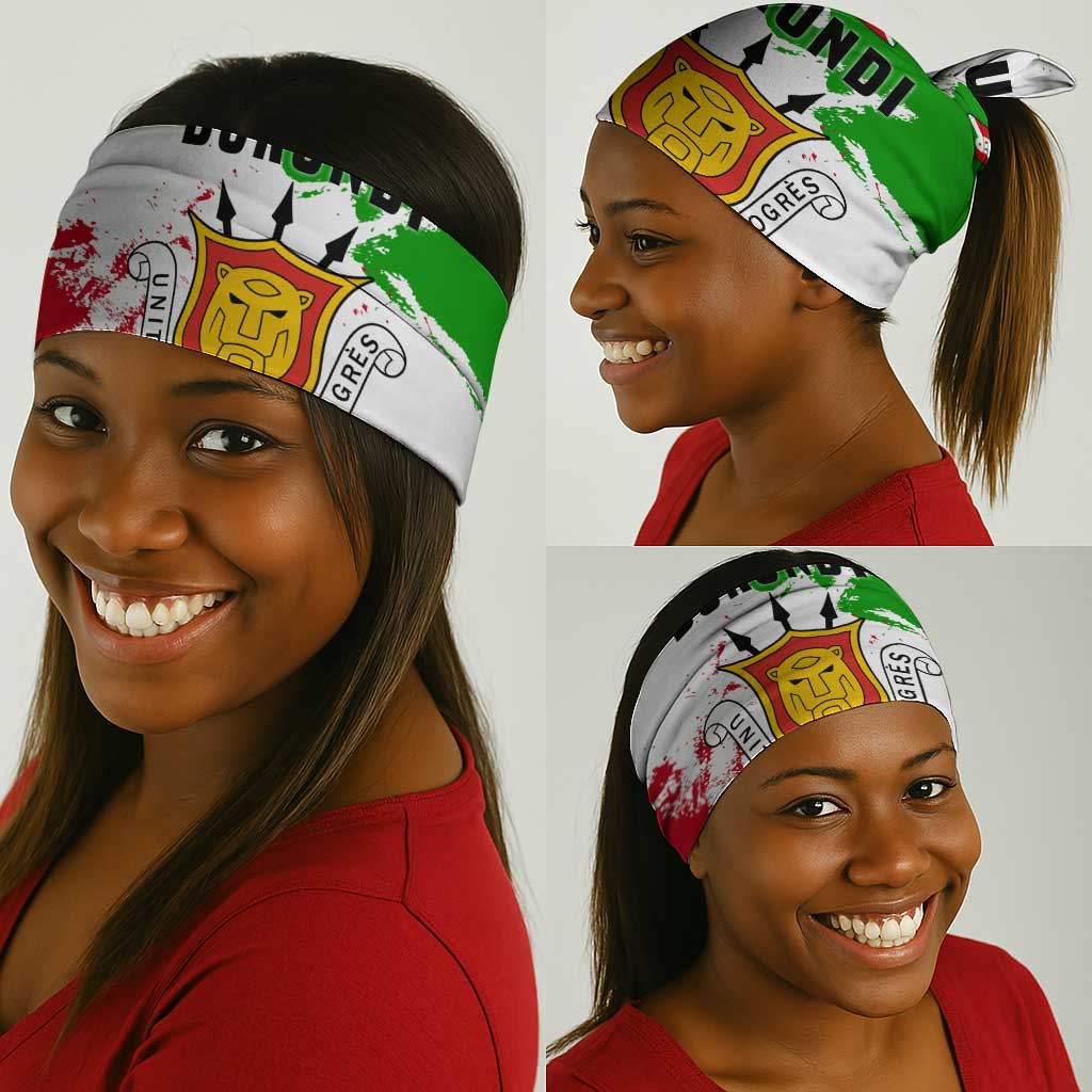 Burundi Flag Neck Gaiter National Emblem and Motto Unité Travail Progres TS04