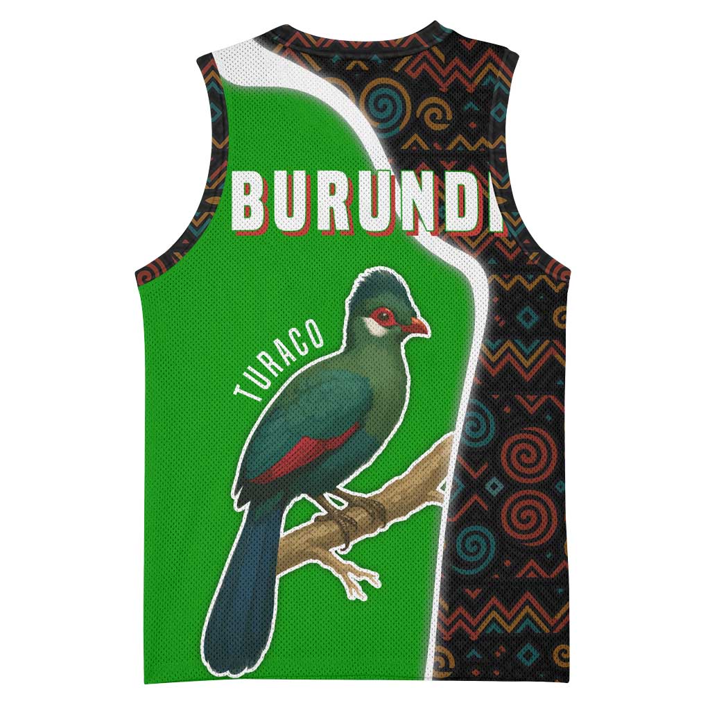 Burundi Turaco Basketball Jersey with National Bird and Flag Pattern TS04