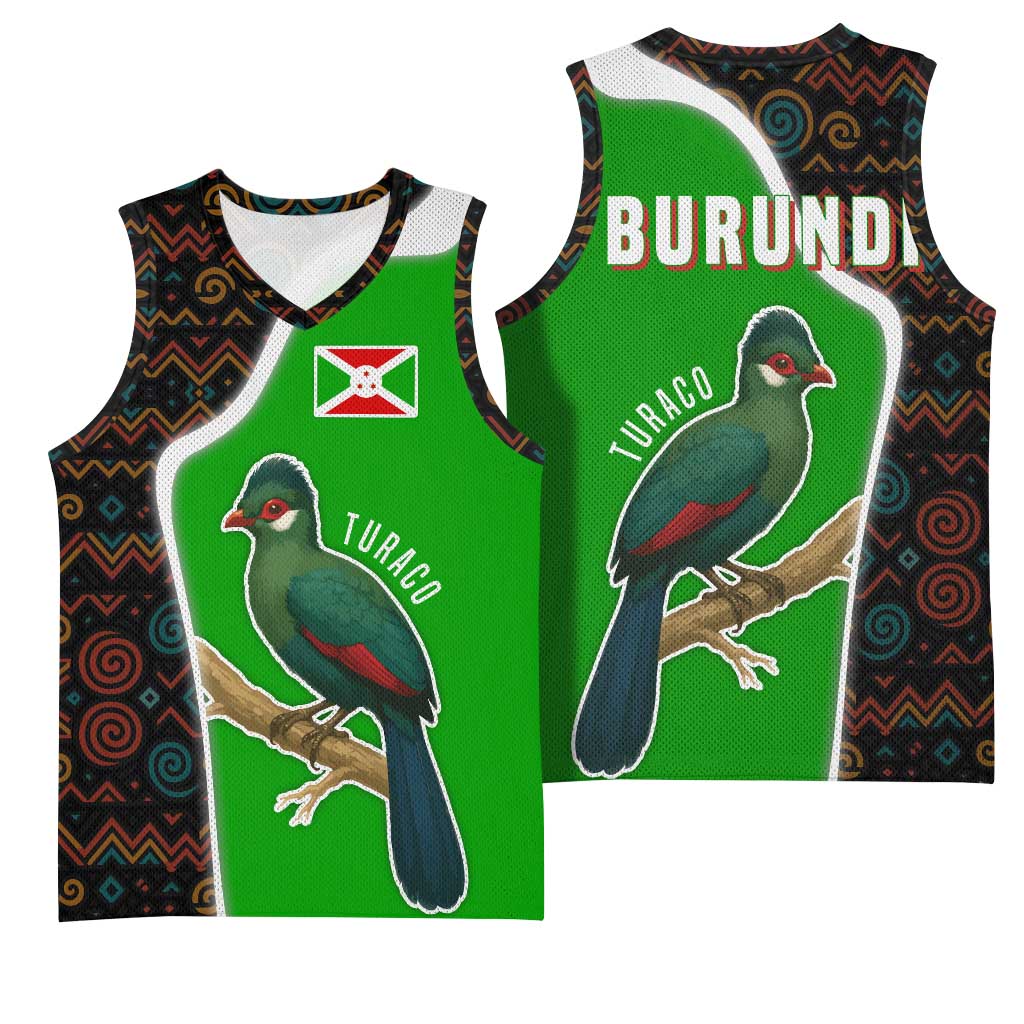 Burundi Turaco Basketball Jersey with National Bird and Flag Pattern TS04