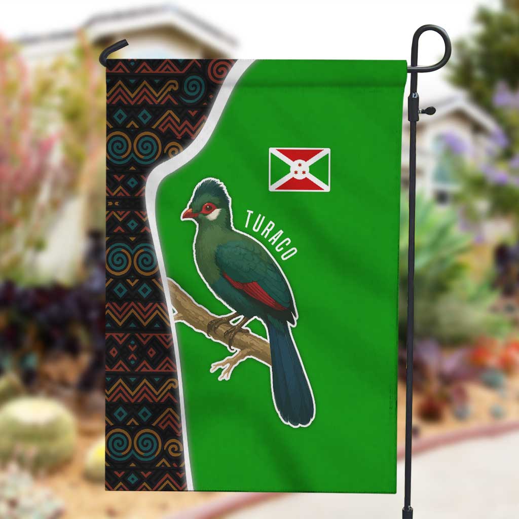 Burundi Turaco Garden Flag with National Bird and Flag Pattern