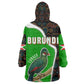 Burundi Turaco Wearable Blanket Hoodie with National Bird and Flag Pattern