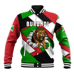 Burundi Roaring Lion Baseball Jacket with National Flag Colors