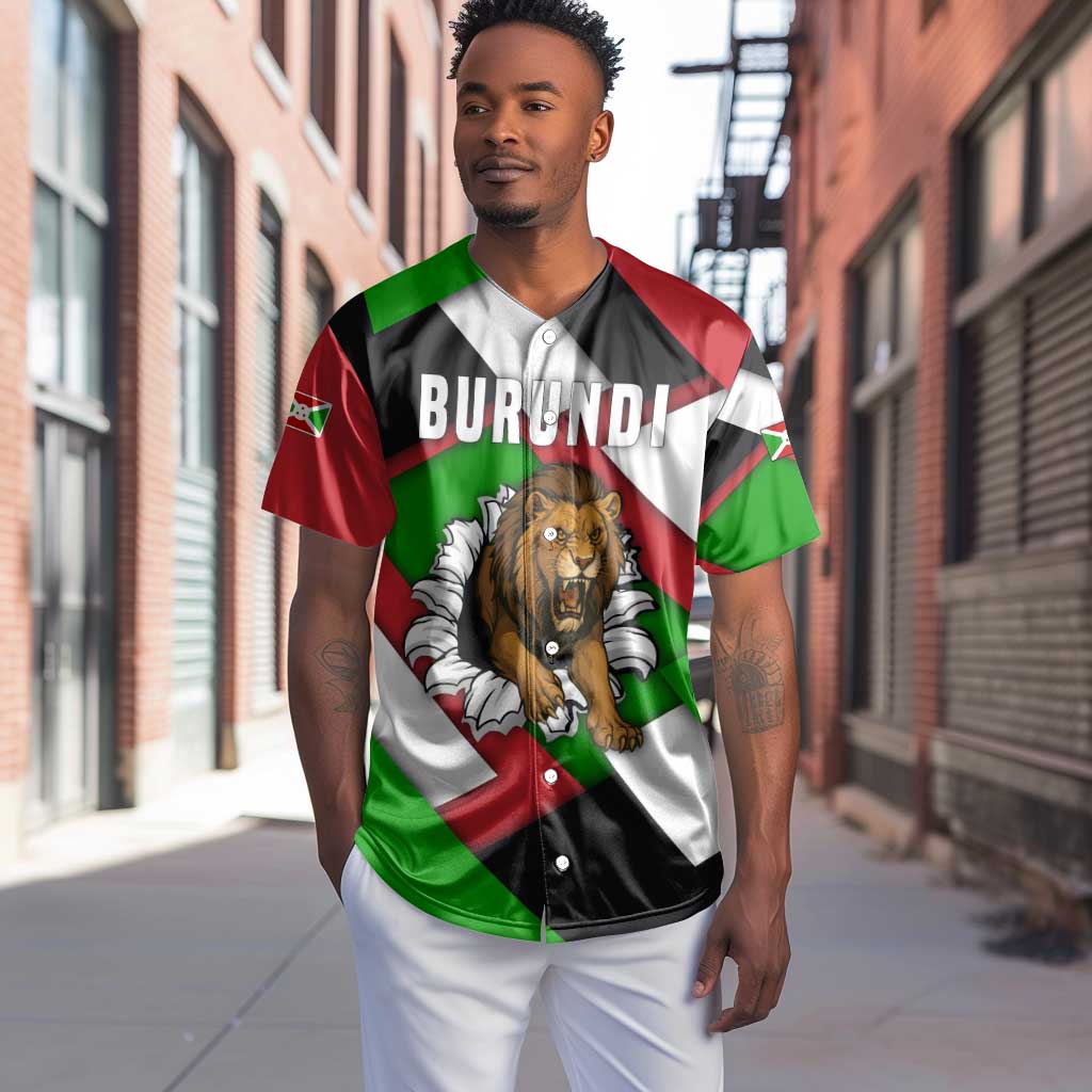 Burundi Roaring Lion Baseball Jersey with National Flag Colors