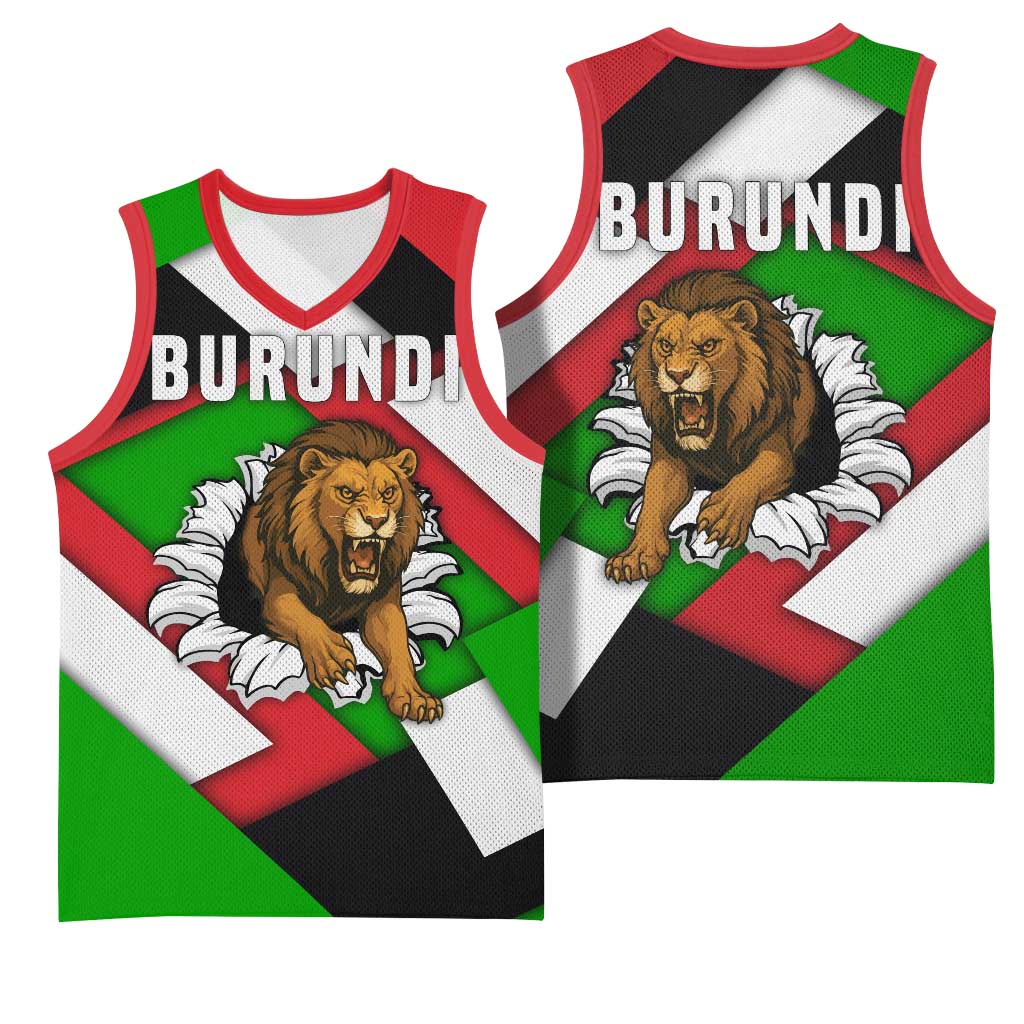 Burundi Roaring Lion Basketball Jersey with National Flag Colors TS04