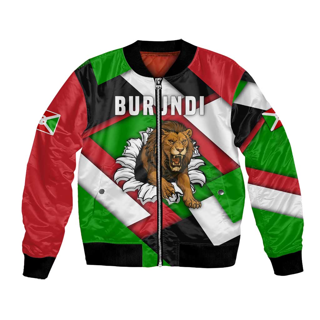 Burundi Roaring Lion Bomber Jacket with National Flag Colors