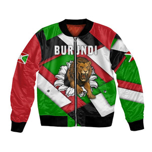 Burundi Roaring Lion Bomber Jacket with National Flag Colors