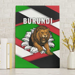 Burundi Roaring Lion Canvas Wall Art with National Flag Colors