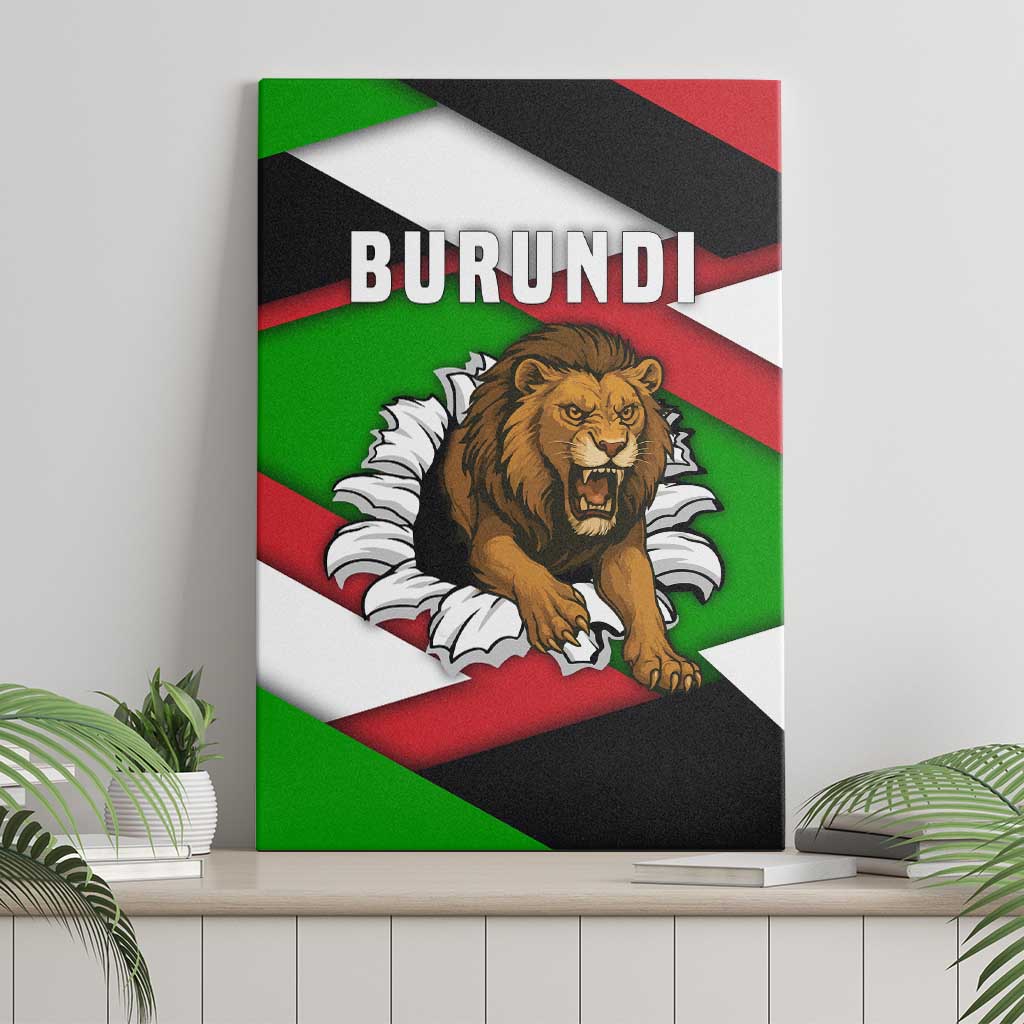 Burundi Roaring Lion Canvas Wall Art with National Flag Colors