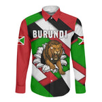 Burundi Roaring Lion Long Sleeve Button Shirt with National Flag Colors