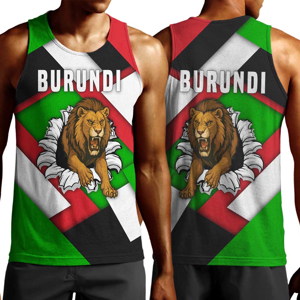 Burundi Roaring Lion Men Tank Top with National Flag Colors
