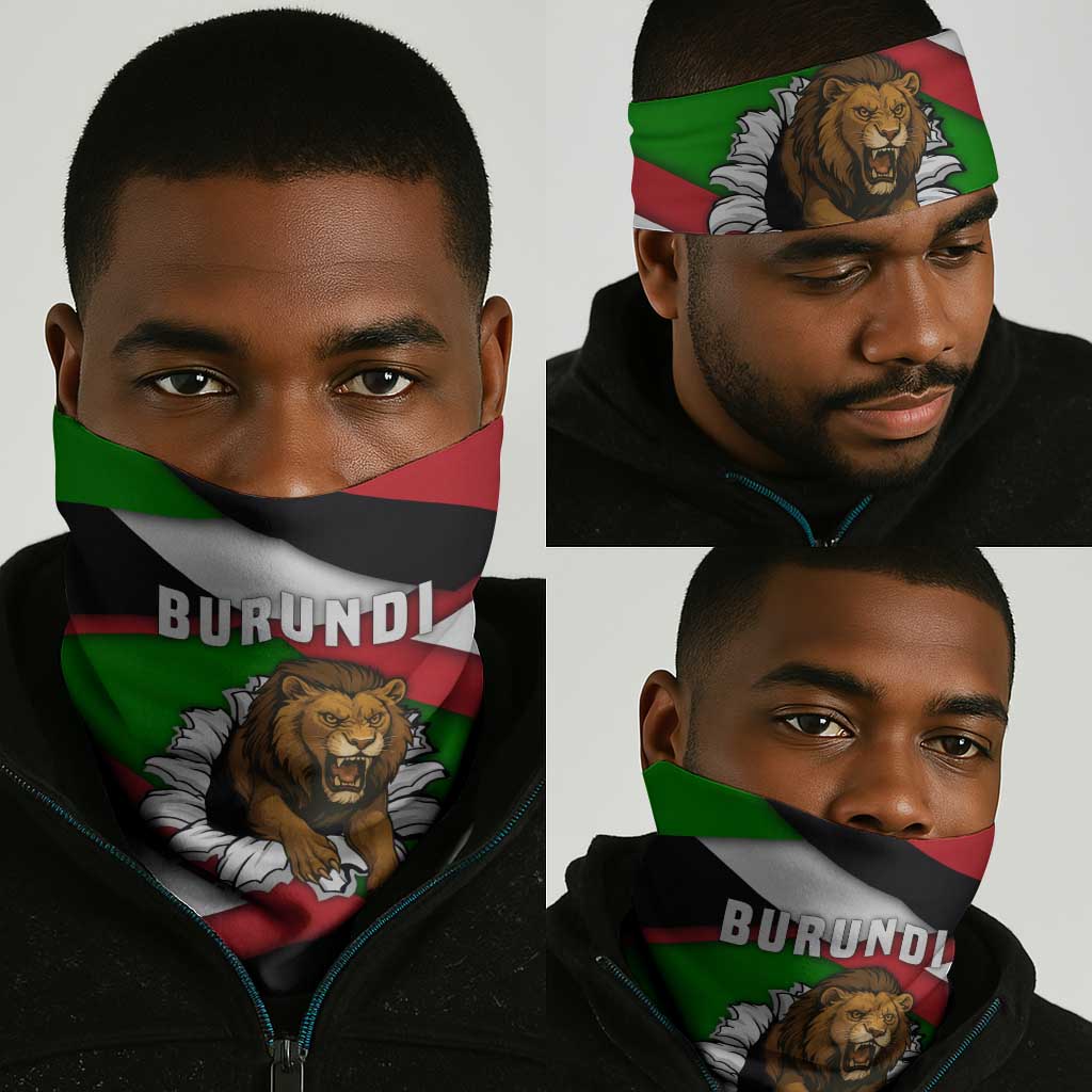 Burundi Roaring Lion Neck Gaiter National Flag Colors TS04