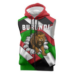 Burundi Roaring Lion Sleeveless Zip Hoodie with National Flag Colors - African Pride