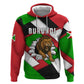 Burundi Roaring Lion Zip Hoodie with National Flag Colors