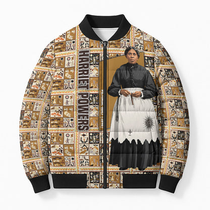 Harriet Powers 1898 Bible Quilt Bomber Puffer Jacket African American Folk Art
