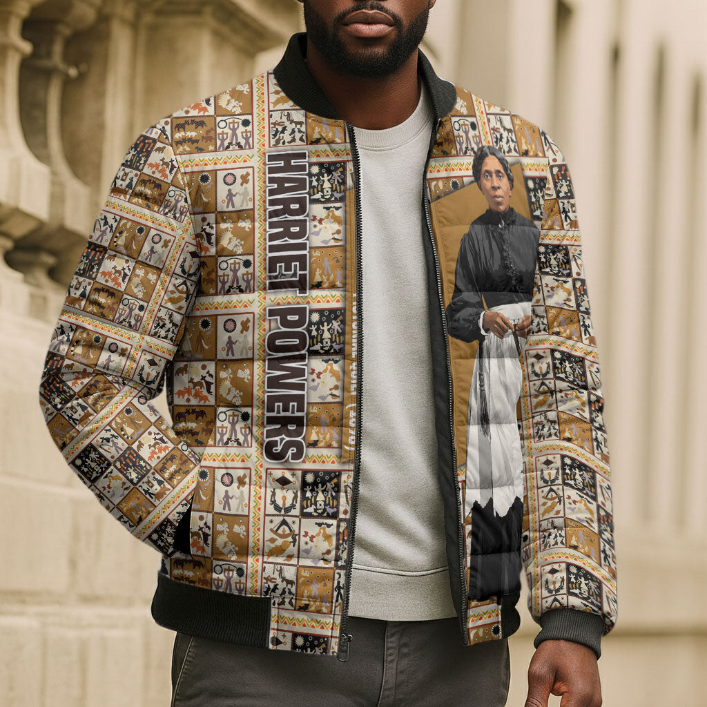 Harriet Powers 1898 Bible Quilt Bomber Puffer Jacket African American Folk Art