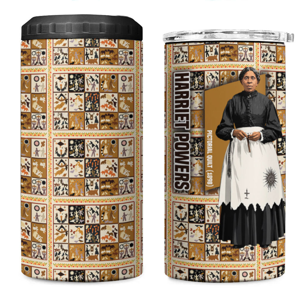 Harriet Powers 1898 Bible Quilt 4 in 1 Can Cooler Tumbler African American Folk Art