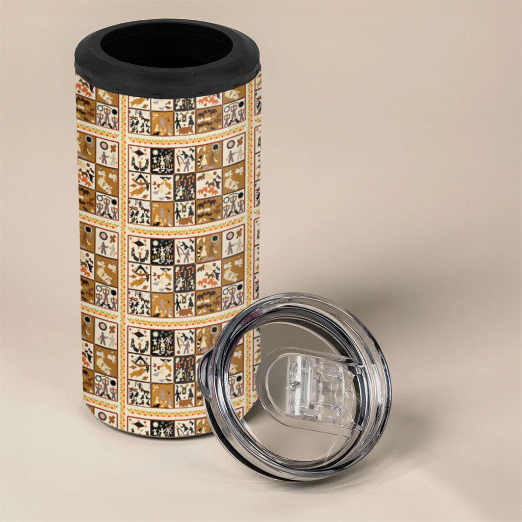 Harriet Powers 1898 Bible Quilt 4 in 1 Can Cooler Tumbler African American Folk Art