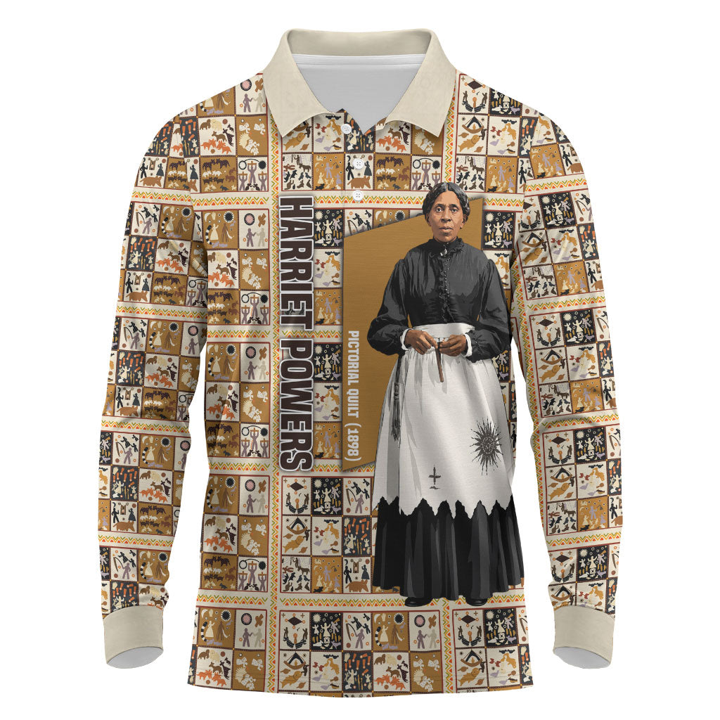 Harriet Powers 1898 Bible Quilt Long Sleeve Polo Shirt African American Folk Art