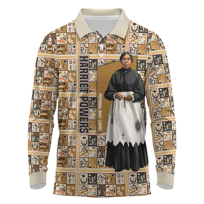 Harriet Powers 1898 Bible Quilt Long Sleeve Polo Shirt African American Folk Art